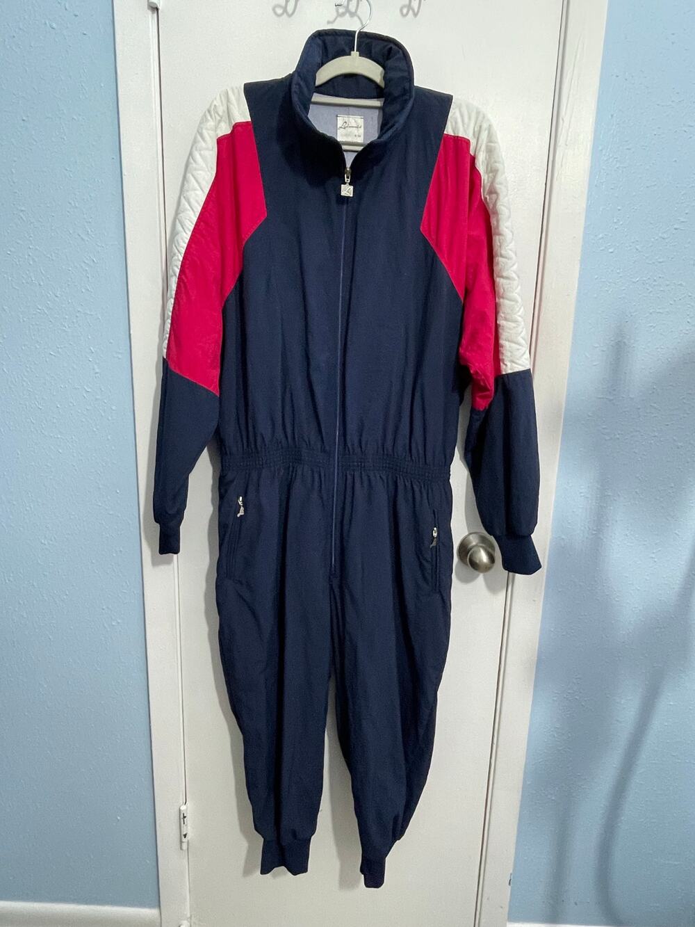 Vintage Luippold Bib Overall Ski Suit US Size 44 Red White Blue Waterproof